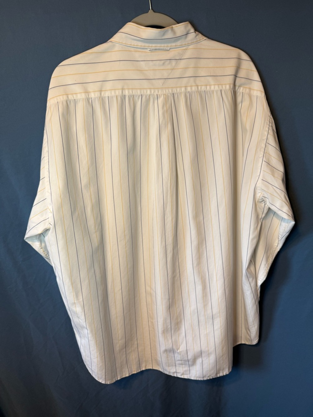 Tommy Hilfiger White Button-Down Shirt with Blue & Yellow Pinstripes - Picture 5 of 5